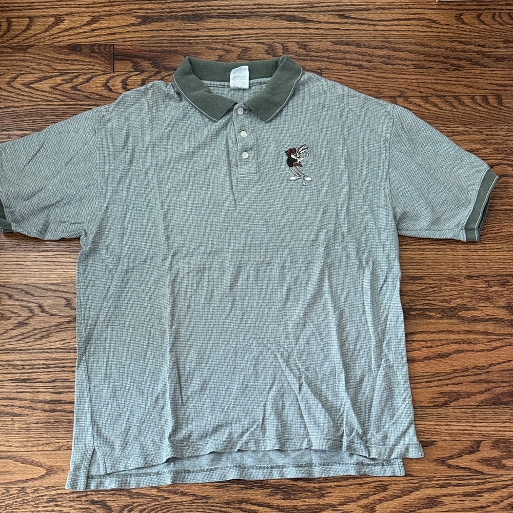 Vintage 1999 Warner Bros Green Polo Shirt